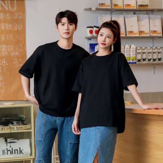 16支240克全棉大落肩圓領(lǐng)短袖T恤